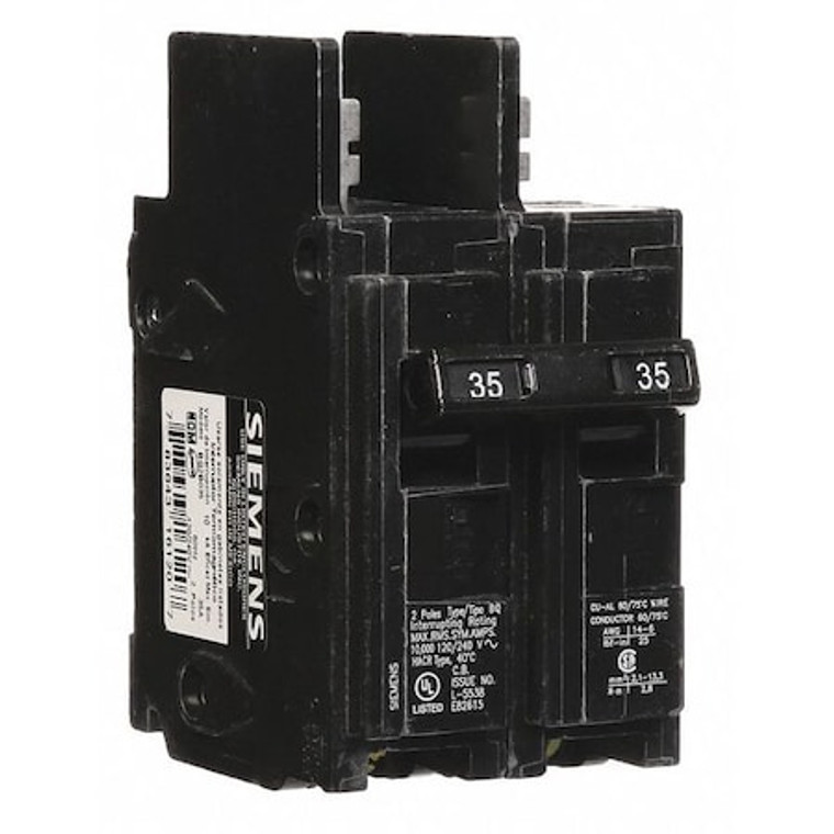 Miniature Circuit Breaker, BQ Series, 35A, 2 Pole, 120/240V AC, 10kA at 120/240V AC - BQ2B035
