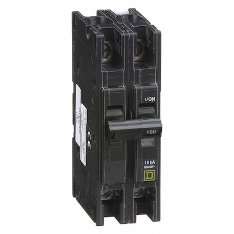 Miniature Circuit Breaker, QOU Series, 100A, 2 Pole, 120/240V AC, 10kA at 120/240V AC - QOU2100