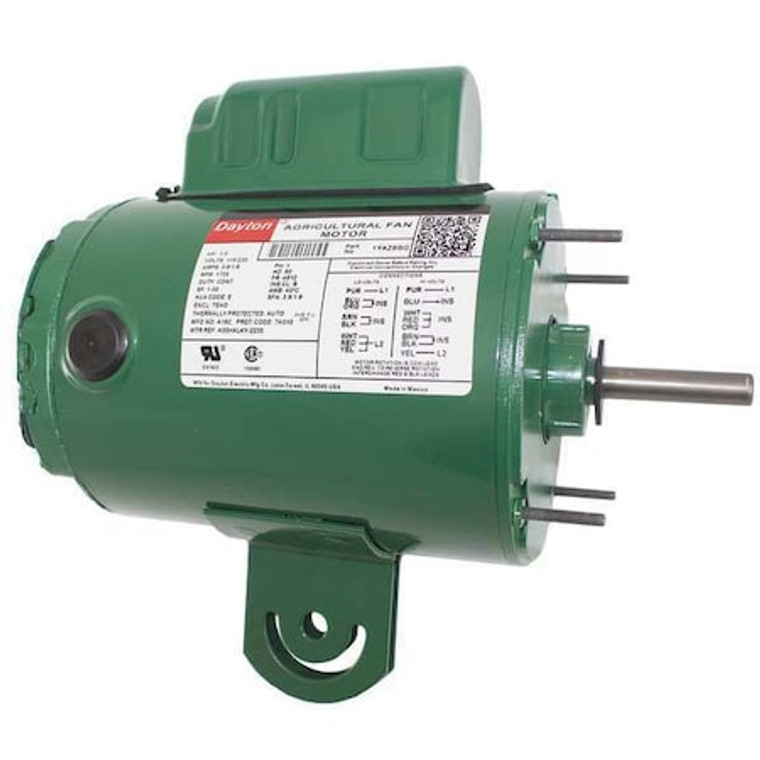 Agricultural Fan Motor, Permanent Split Capacitor, 1/3 HP, 115/230V AC, 1,725 Nameplate RPM - 1YAZ8