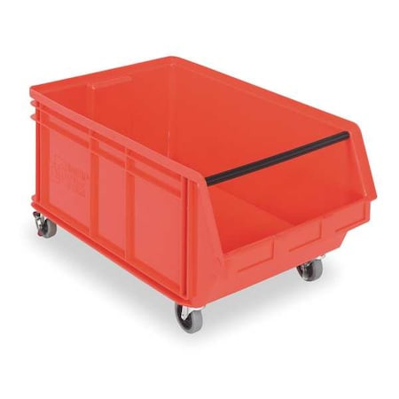 Mobile Storage Bin, Polyethylene, 18 3/8 in W, 14 7/8 in H, 29 in L, Red - QMS843MOBRD