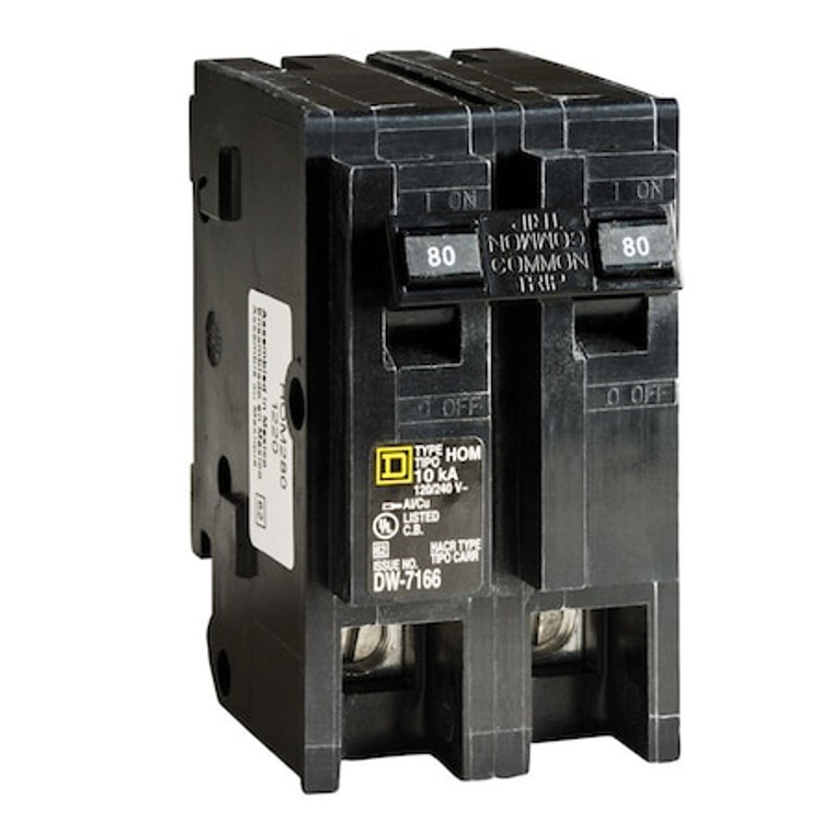 Miniature Circuit Breaker, HOM Series, 80A, 2 Pole, 120/240V AC, 10kA - HOM280CP