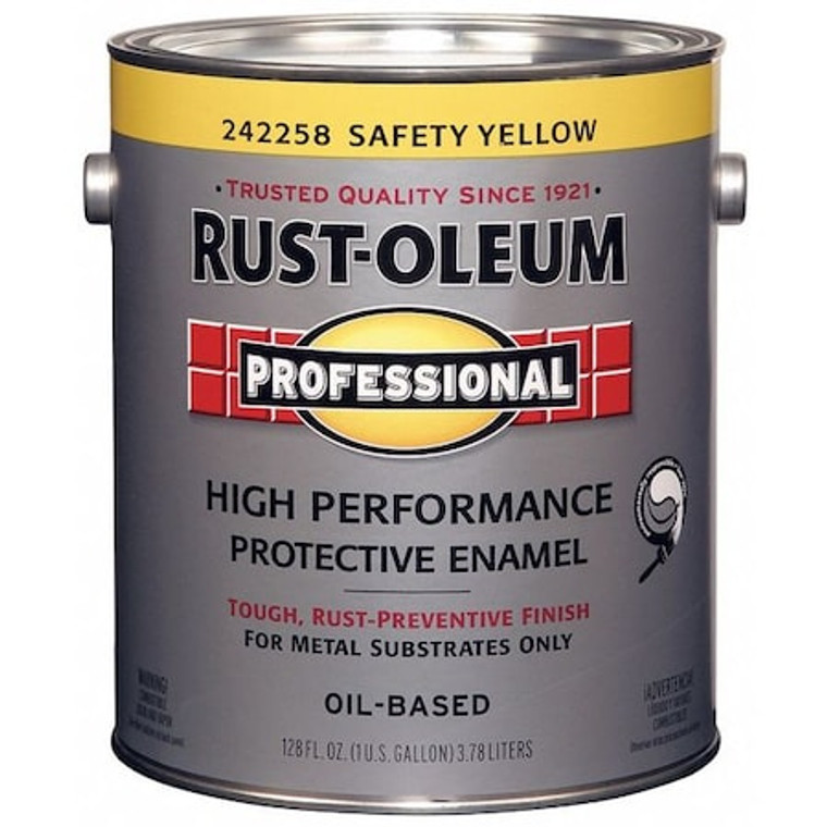 Interior/Exterior Paint, Gloss, Oil Base, Safety Yellow, 1 gal - 242258