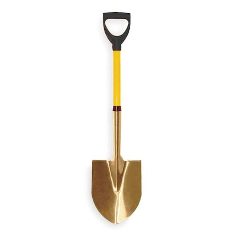 Standard Step Round Point Shovel, Aluminum Blade, 25-3/4 in L Yellow Fiberglass Handle - S-83FG