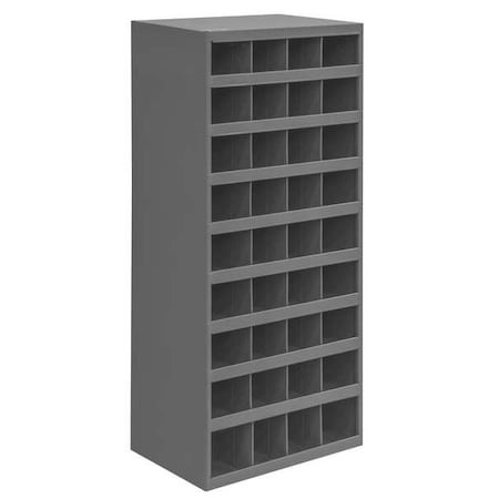 Prime Cold Rolled Steel Pigeonhole Bin Unit, 12 in D x 42 in H x 17 7/8 in W, 9 Shelves, Gray - 358-95