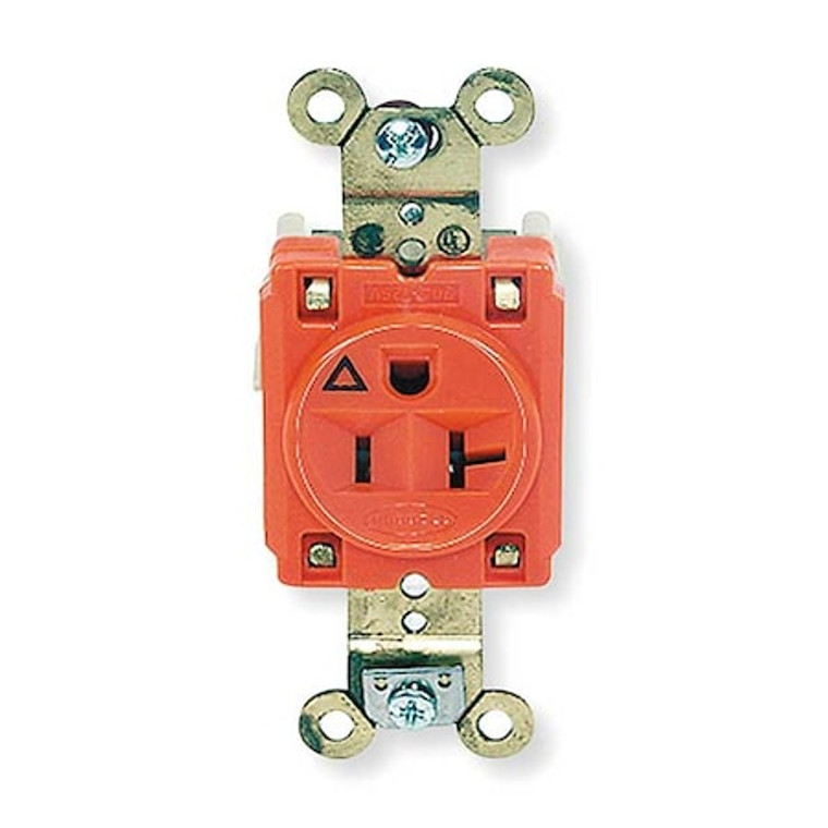 Receptacle, 20 A Amps, 125V AC, Flush Mount, Single Outlet, 5-20R, Orange - IG5361