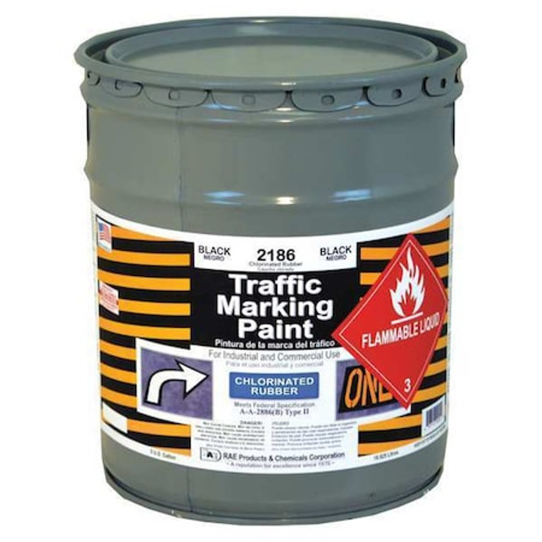 Traffic Zone Marking Paint, 5 Gal., Black, Chlorinated Solvent -Based - 2186-05