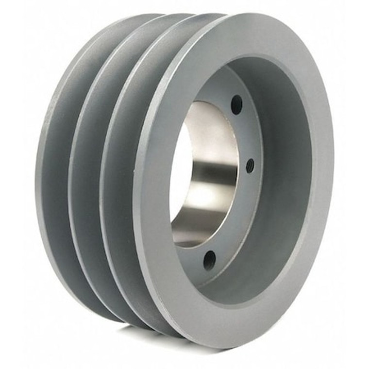 1/2 in to 2-1/2 in Quick Detachable Bushed Bore 3 Groove V-Belt Pulley 6.3 in OD - 5V633