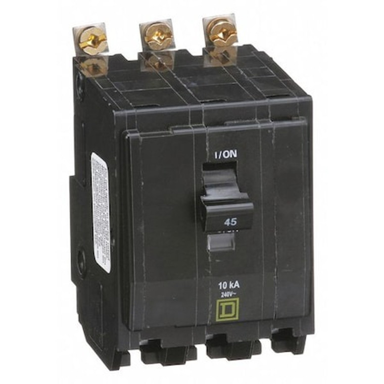 Miniature Circuit Breaker, QOB Series, 45A, 3 Pole, 120/240V AC, 10kA at 120/240V AC - QOB345