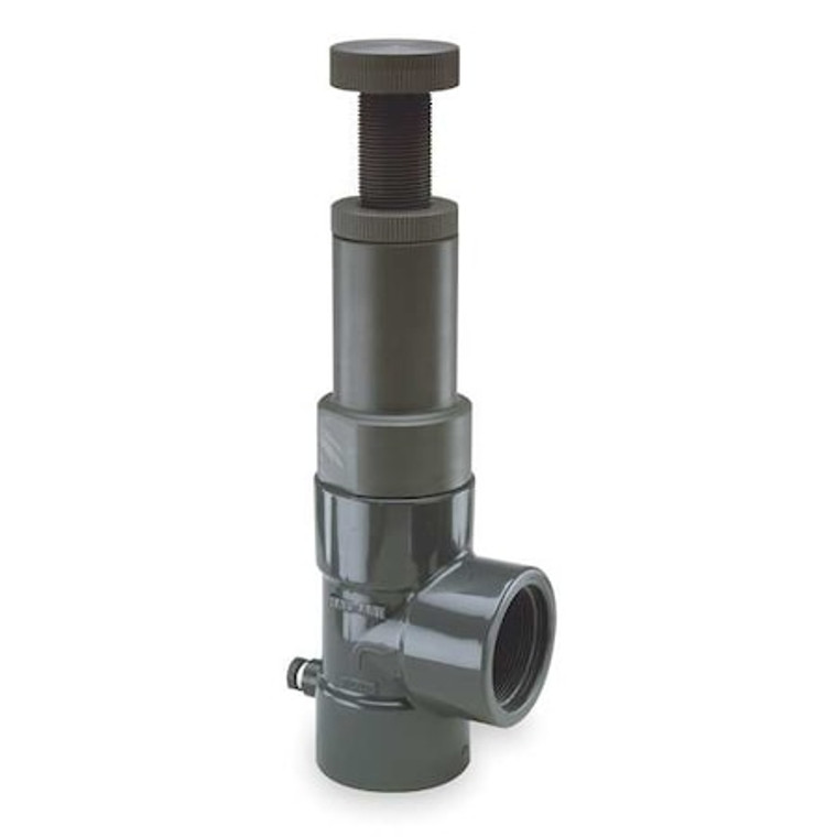 Relief Valve, 3/4", PVC/FPM, Adjustable 5-75 psi, Threaded - RV1075T