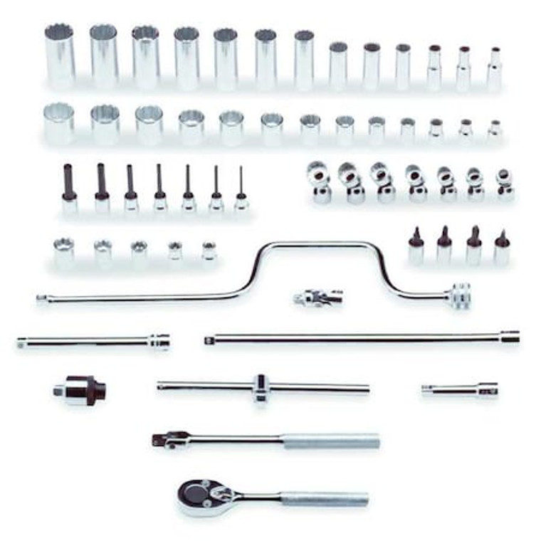 3/8" Drive Socket Combination Set SAE 58 Pieces 1/4 in to 1 in , Full Polish - J52142