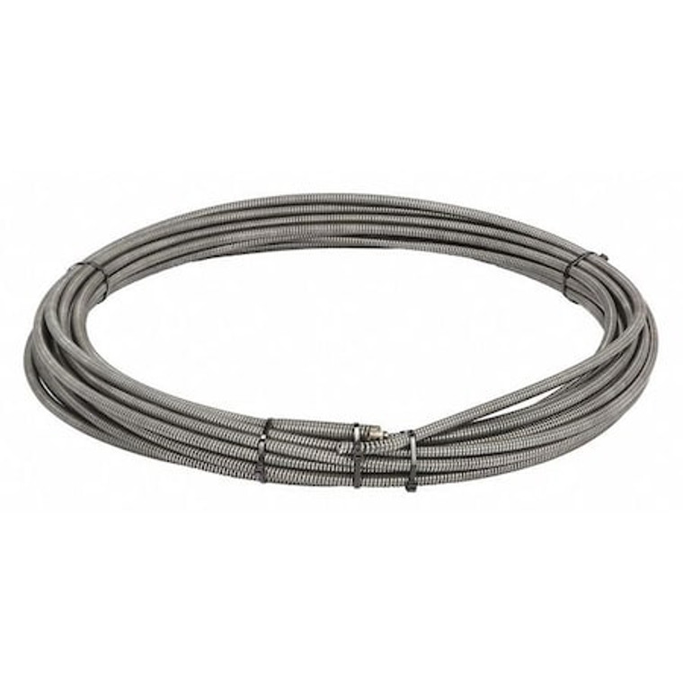 Drain Cleaning Cable, 3/8 in Dia, 75 ft Length, Inner Core, Coupling, 2 1/2 in Max Pipe Dia - 37847