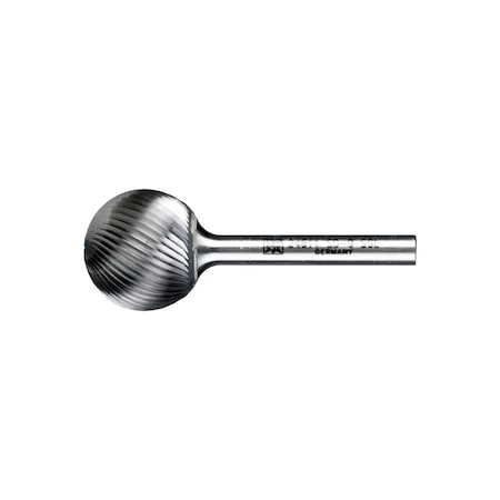 Carbide Bur - Ball Shape, SGL Cut - 1" x 15/16" x 1/4" Shank - SD-9 - 24611