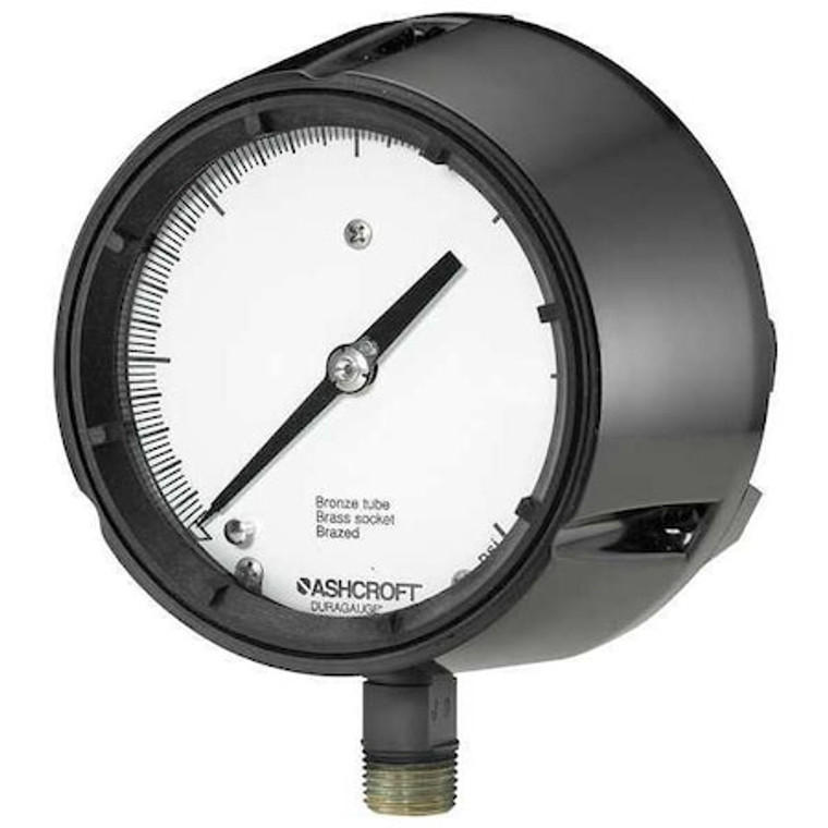 Pressure Gauge, 0 to 1000 psi, 1/2 in MNPT, Plastic, Black - 451279AS04L1000#