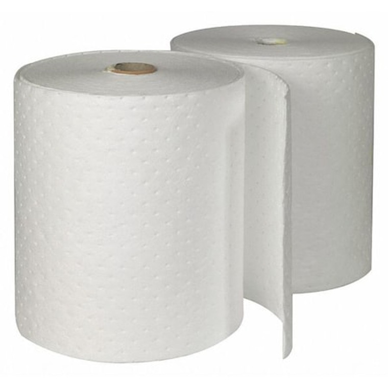 Sorbents, 70 gal, 19 in x 144 ft, Oil, White, Polypropylene - SPC152