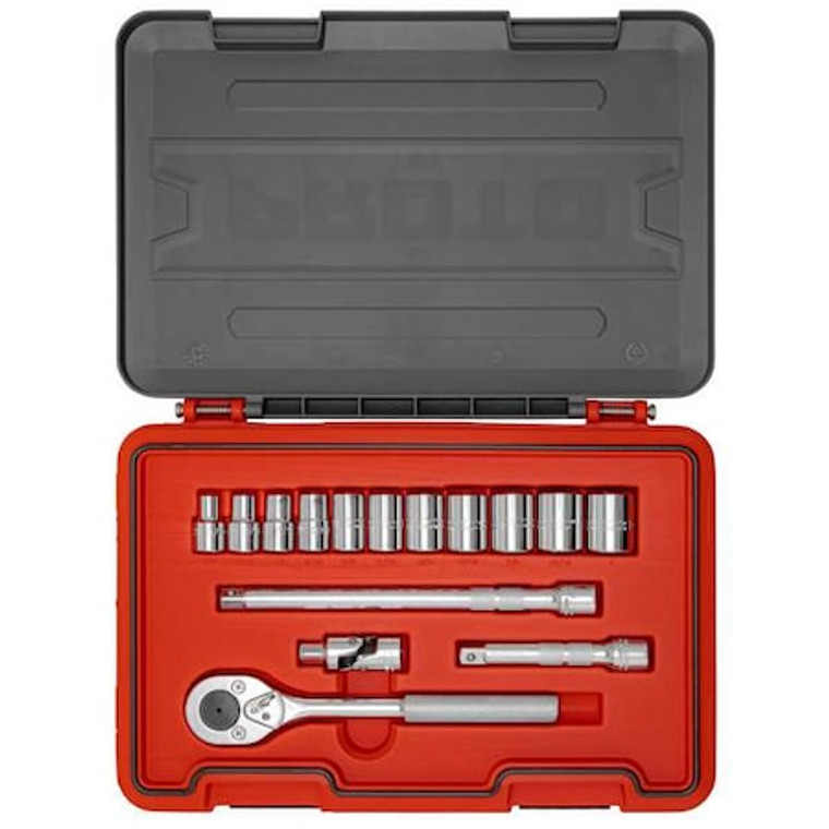1/2 in Drive Socket Set SAE 15 Pieces 3/8 in to 1 in , Chrome - J54115S