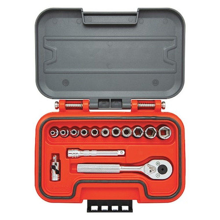1/4 in Drive Socket Set SAE 14 Pieces 1/8 in to 1/2 in , Chrome - J47114S