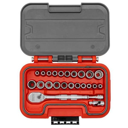 1/4 in Drive Socket Set Metric, SAE 24 Pieces 3/16 in to 9/16 in, 5 mm to 14 mm , Chrome - J47324AS