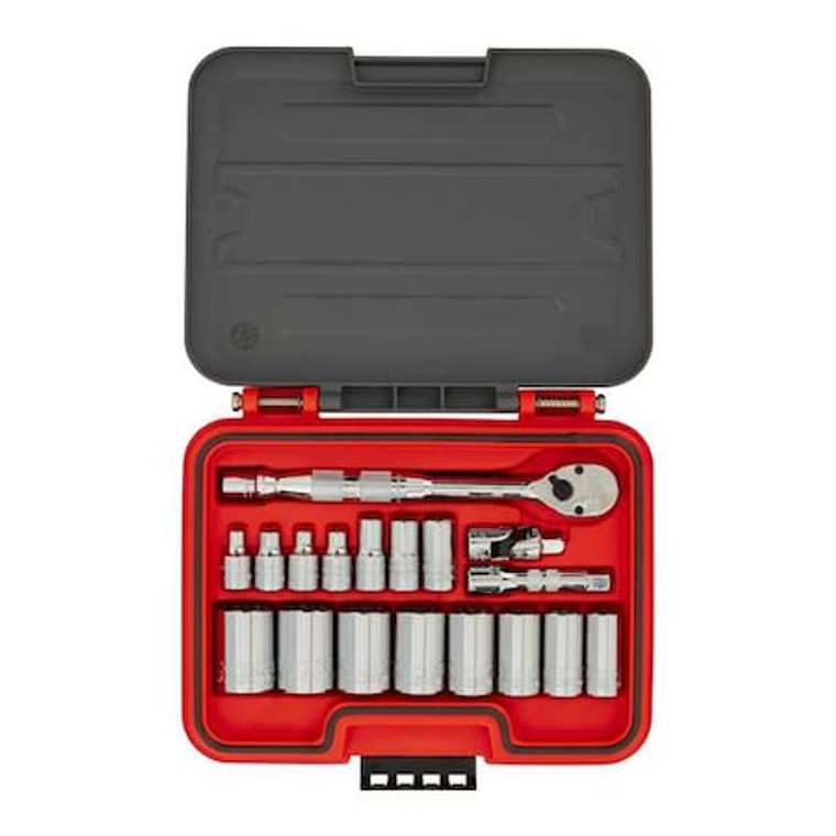 3/8 in Drive Socket Set SAE 19 Pieces 1/4 in to 1 in , Chrome - J52119AS
