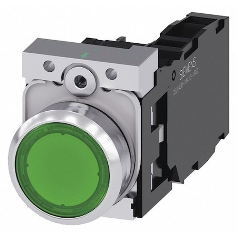 Illuminated Push Button, Green, 22mm, LED - 3SU1152-0AB40-1FA0
