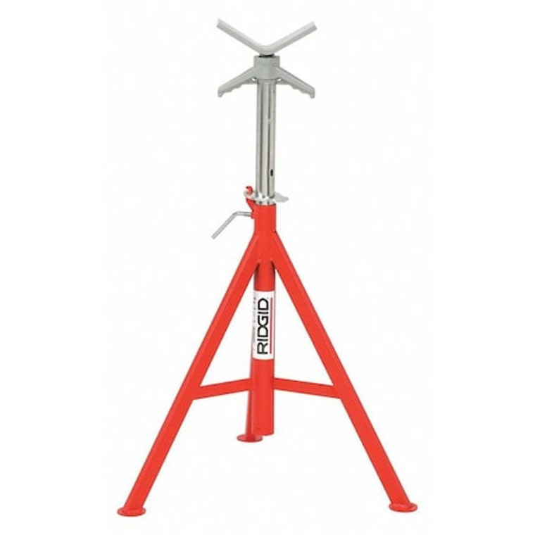 V-Head Pipe Stand, 2,500 lb Max Load Capacity, Adj Leg, 52 in Max Ht, 28 in Min Ht, 1/8 to 12 In - 56662