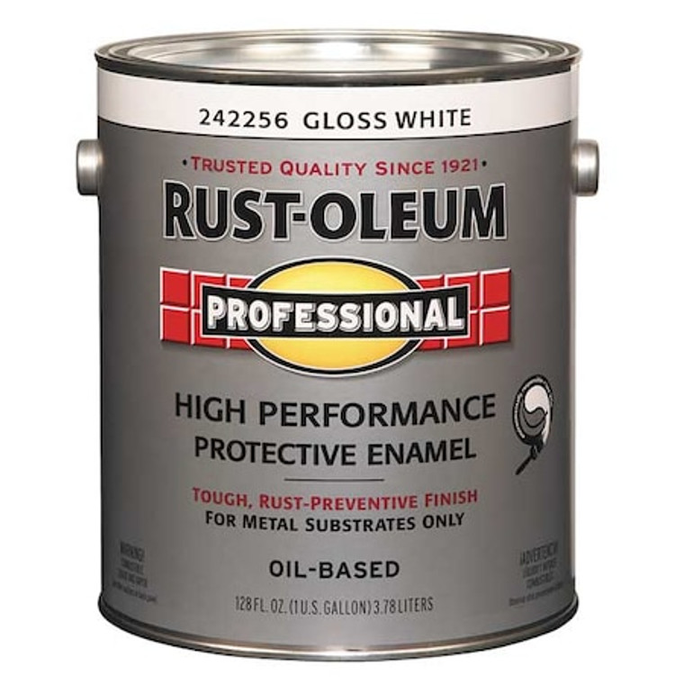 Interior/Exterior Paint, Glossy, Oil Base, White, 1 gal - 242256