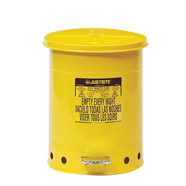 Oily Waste Can, 10 Gal., Steel, Yellow - 09301
