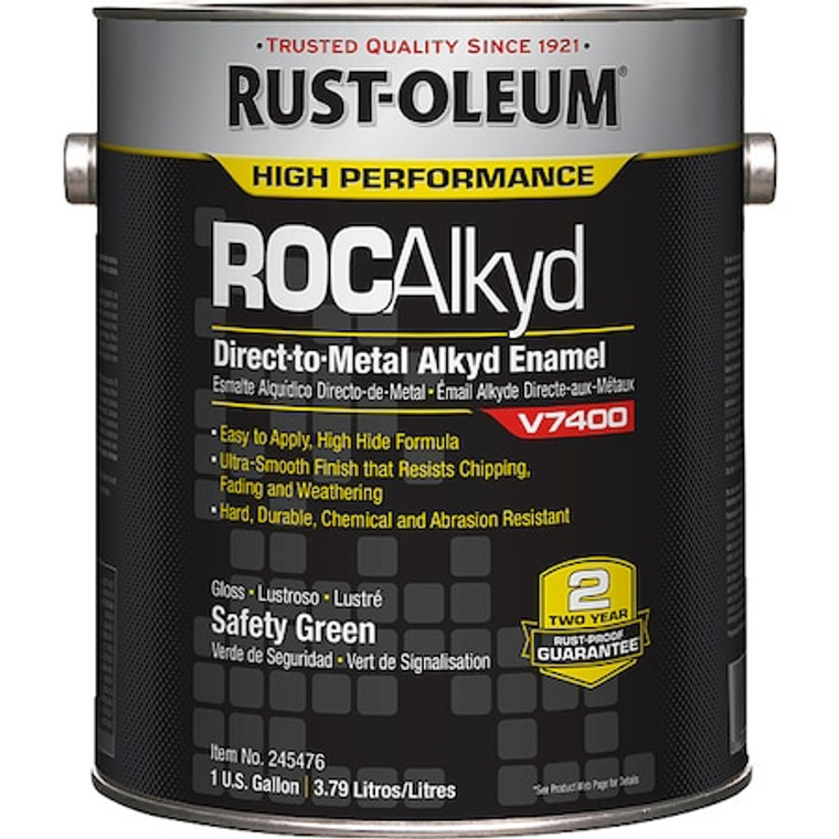 Interior/Exterior Paint, High Gloss, Oil Base, Safety Green, 1 gal - 245476