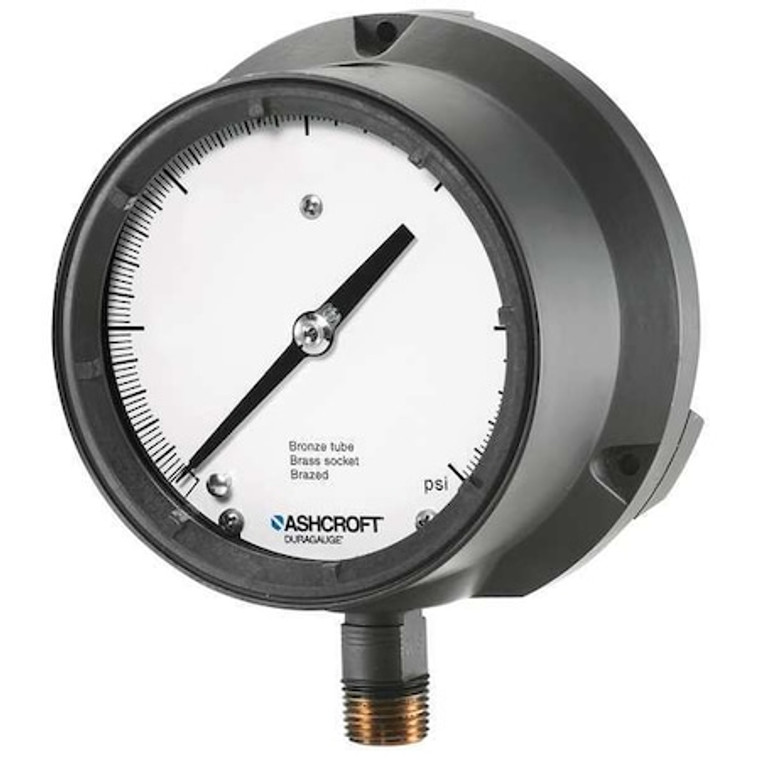 Pressure Gauge, 0 to 15 psi, 1/2 in MNPT, Plastic, Black - 451379ASL04L15#