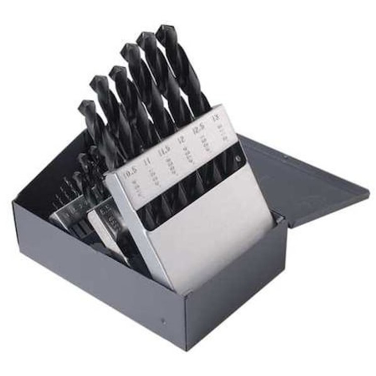 25PC 135° Heavy-Duty Jobber Length Drill Set Chicago-Latrobe 150ASP Steam Oxide HSS 1mm-13mm - 45925