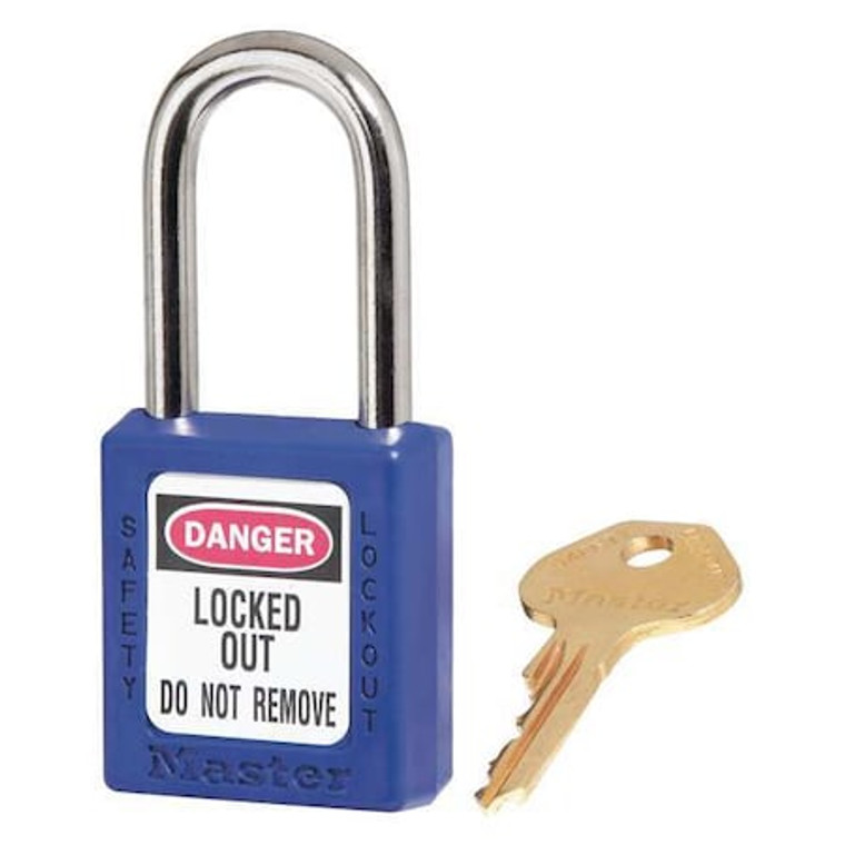 Lockout Padlock, Keyed Different, Thermoplastic, Standard Body, Steel, Blue, Pack of 6 - 410S6BLU