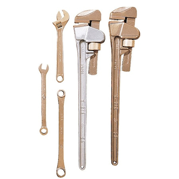 8 in L 1 15/16 in Cap. Aluminum Bronze Straight Pipe Wrench - W-210