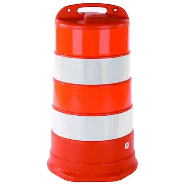 Traffic Barrel, White/Orange, HDPE - 03-780-6EG