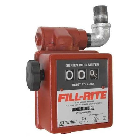 Flowmeter, 50 PSI, 20 GPM, 1 in., Mechanical - 806C