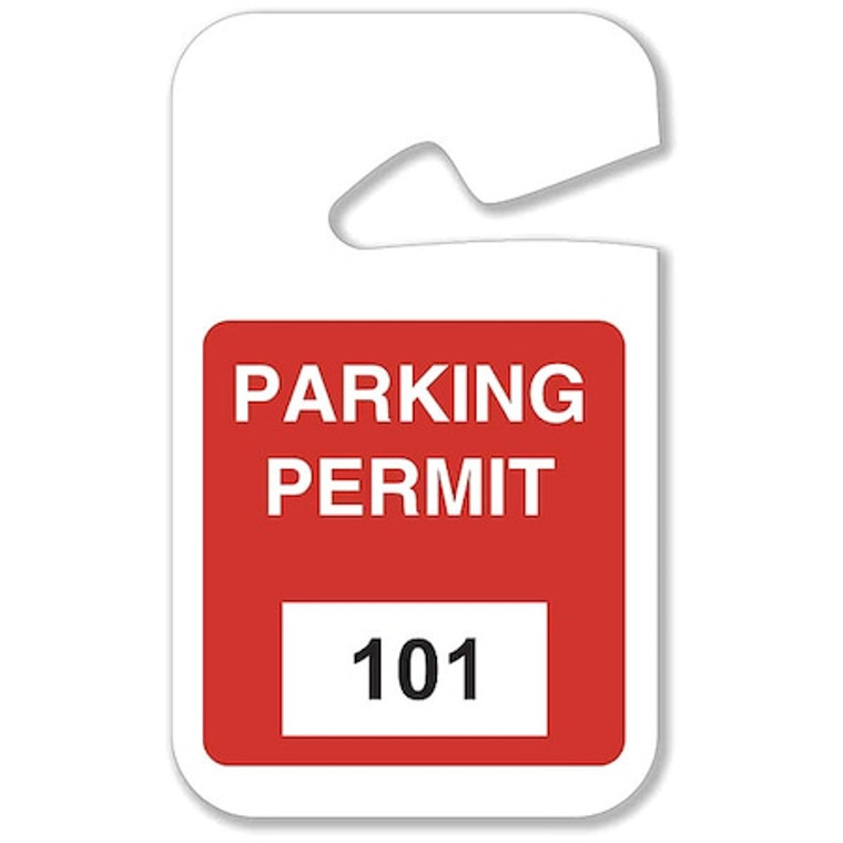 Parking Permits, Rearview, 101-200, Wht/Red - 96271