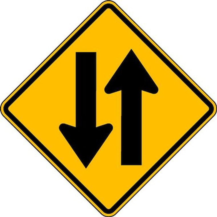 Two Way Traffic Traffic Sign, 24 in H, 24 in W, Aluminum, Diamond, No Text, W6-3-24HA - W6-3-24HA