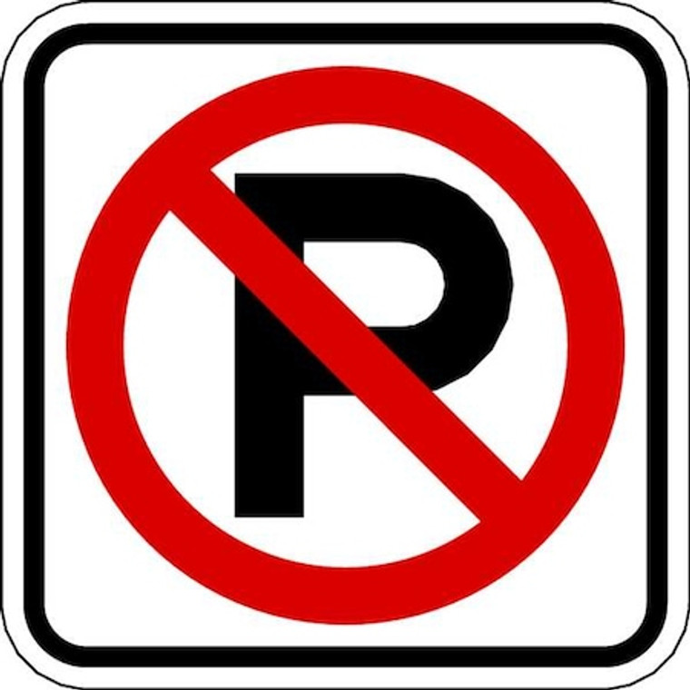 No Parking Sign, 24" W, 24" H, No Text, Aluminum, White - R8-3A-24HA
