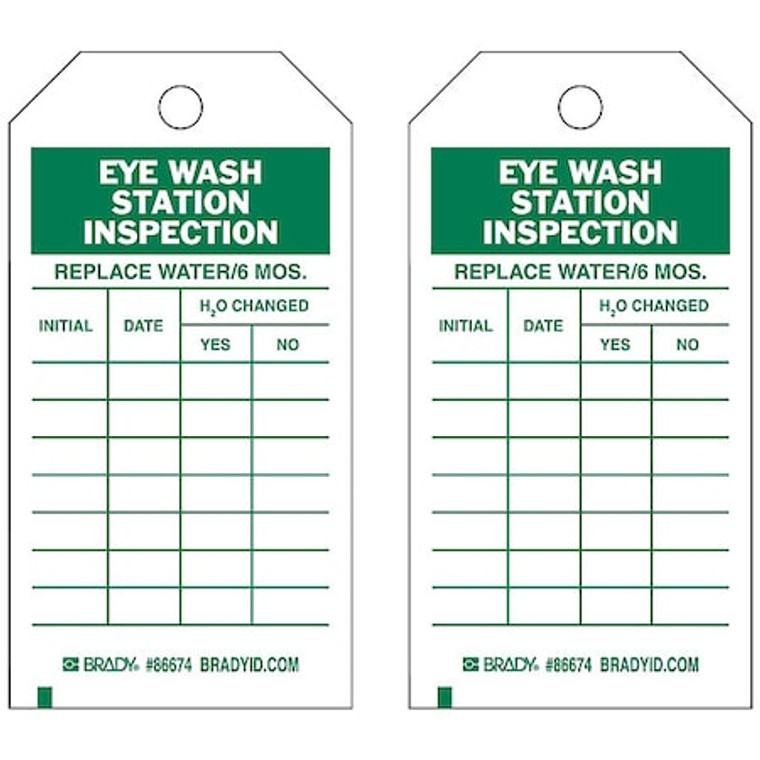 Eye Wash Sta Inspection Tag, 3/8 In, PK100 - 86674