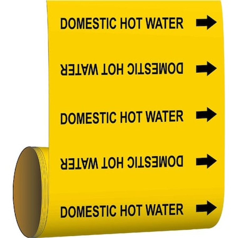Pipe Marker, Domestic Hot Water, Yel, 41459 - 41459