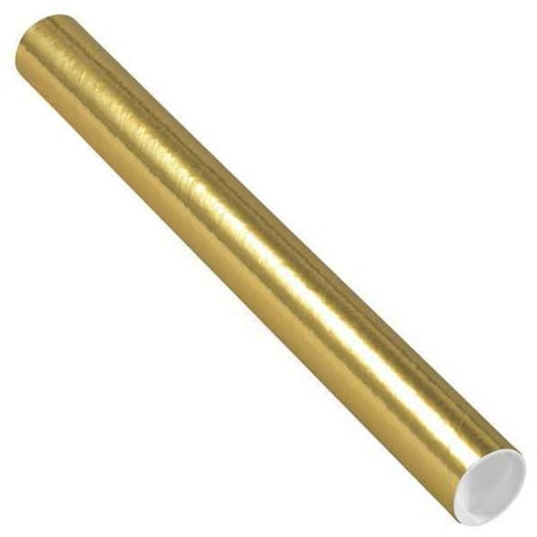 Mailing Tubes with Caps, 2" x 20", Gold, 50/Case - P2020GO