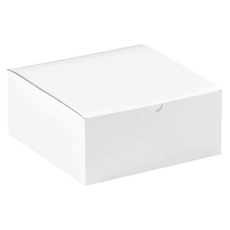 Gift Boxes, 8x8x3 1/2", White, 100PK, 8" Inside Lg, 8" Inside W, White, Fibreboard, 100 PK - GB883