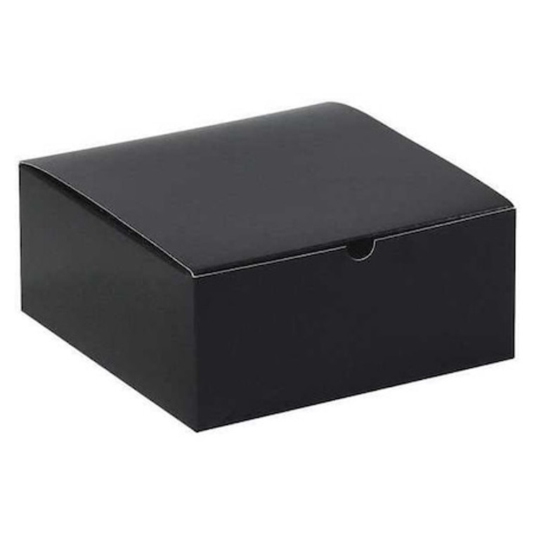 Gift Boxes, 8x8x3 1/2", Black Gloss, 100PK, 8" Inside Lg, 8" Inside W, Black, Fibreboard, 100 PK - GB883BK
