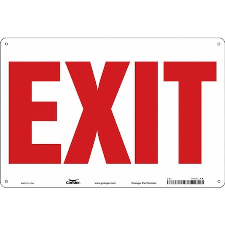 Exit Sign, English, 36" W, 24" H, Aluminum, White - 480L78