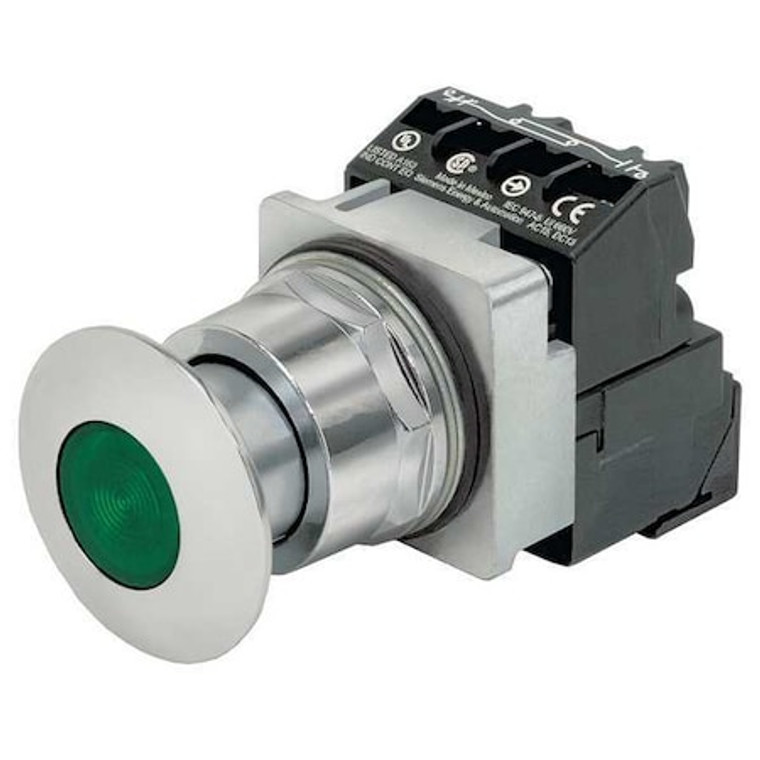 Illuminated Push Button, 30 mm, 1NO/1NC, Green - 52PP2H3A