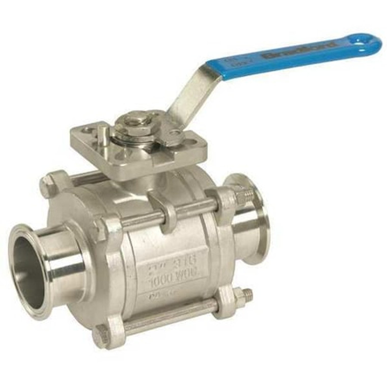 Encap Sanitary, 3pcs., SS, Ball Valve, 3/4" - BV2CV-075CC-A
