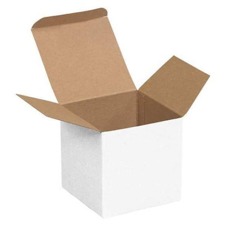 Reverse Tuck Folding Cartons, 4x4x4", White, 250PK, 12" Inside Lg, 10" Inside W, 250 PK - RTC61W
