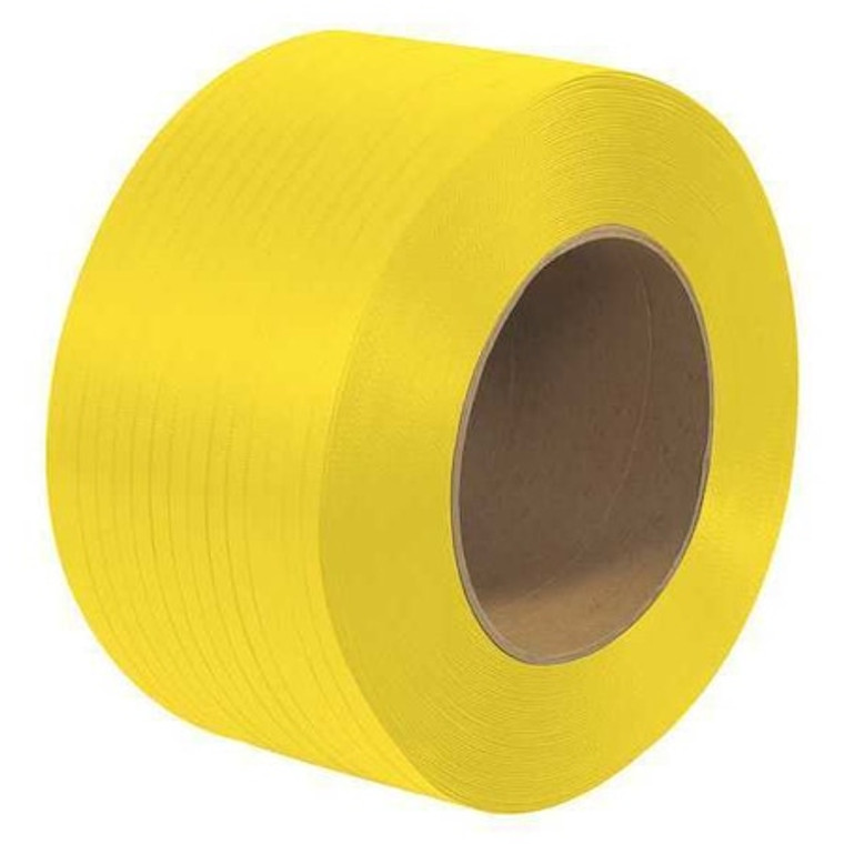 Polypropylene Strapping, Machine Grade, Embossed, 9" x 8" Core, 1/4" x 18000', Yellow, 1/Coil - PS3422