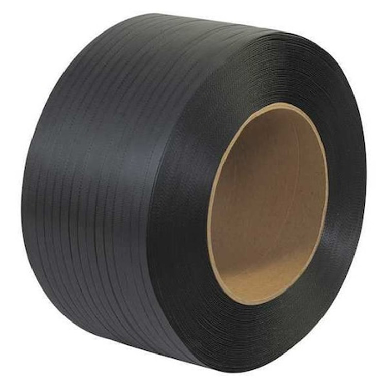 Polypropylene Strapping, Machine Grade, Embossed, 9" x 8" Core, 1/2" x 6600', Black, 1/Coil - PS3227