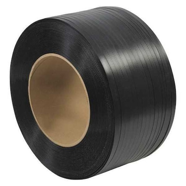 Polypropylene Strapping, Hand Grade, Embossed, 8" x 8" Core, 5/8" x 6000', Black, 1/Coil - PSH280
