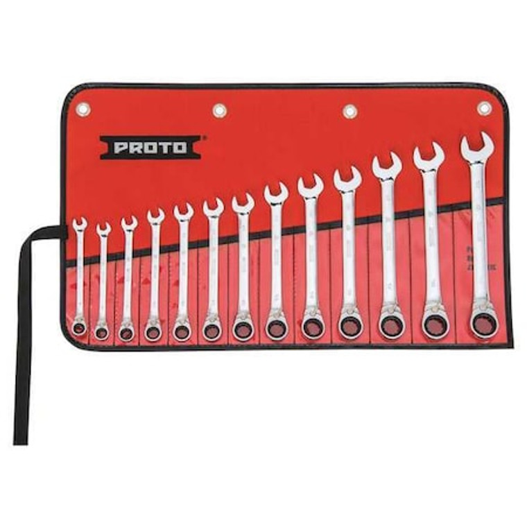Combination Ratcheting Wrench Set. Alloy Steel, 13 Tools - JSCVMT-13S
