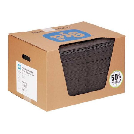 Sorbents, 22 gal, 15 in x 20 in, Universal, Gray, Polypropylene, 125 PK - MAT139